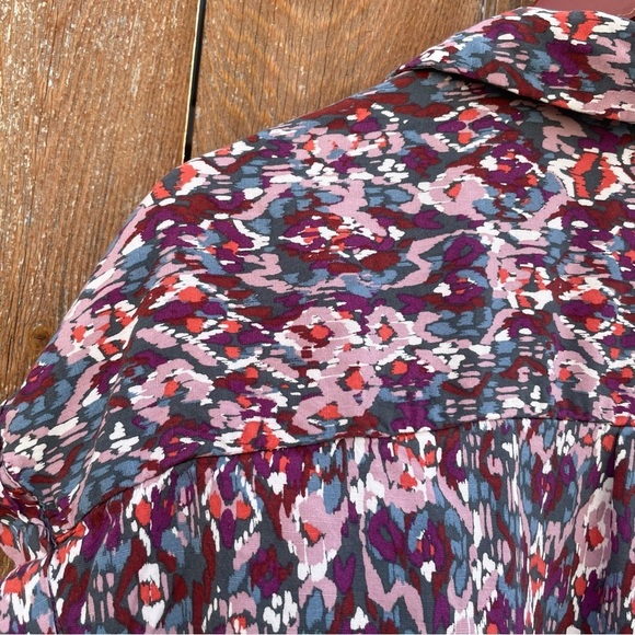 BEACH LUNCH LOUNGE Women’s Purple Blue Short Sleeve Waist Tie Shirt Size Small - Picture 9 of 9